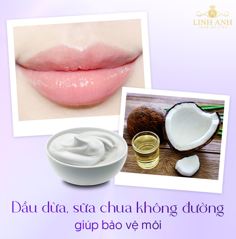 Bôi dầu dừa sữa chua lên môi Bôi dầu dừa sữa chua lên môi