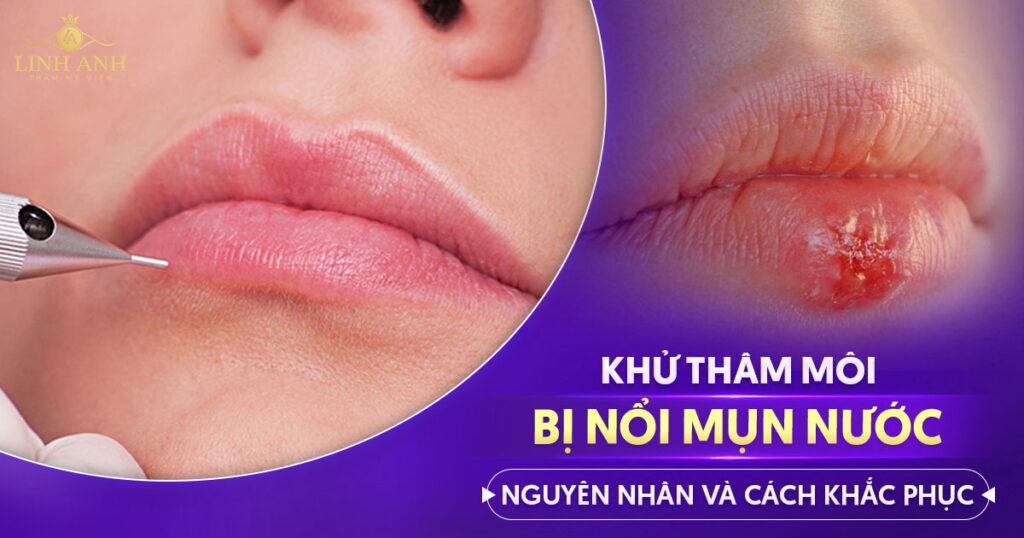 Khử thâm môi bị nổi mụn nước