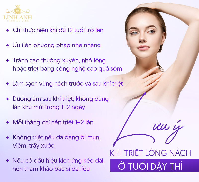Lưu ý triệt lông nách ở tuổi dậy thì