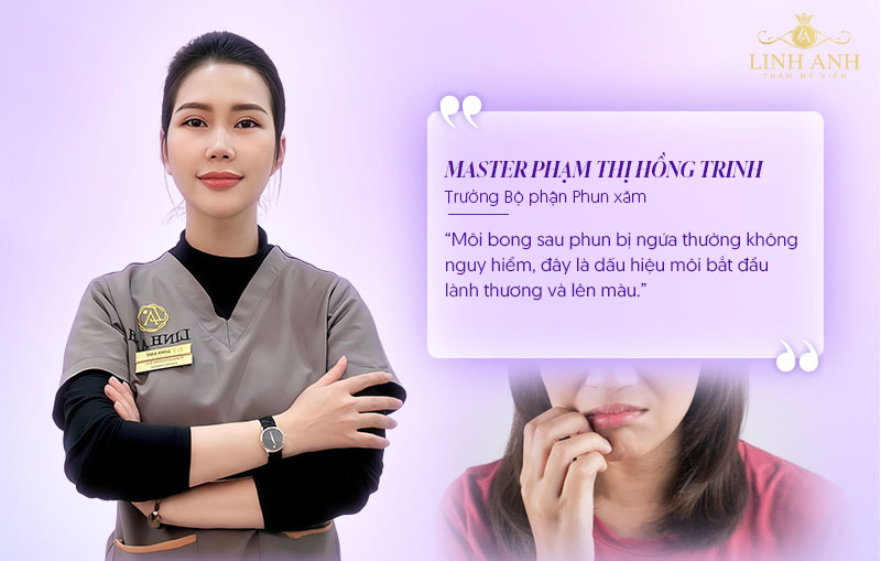 môi bong sau xăm bị ngứa do đâu