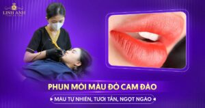 phun môi màu đỏ cam đào