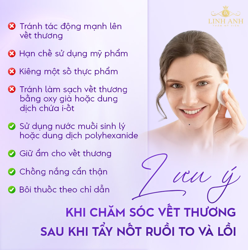 Lưu ý sau Tẩy nốt ruồi to và lồi