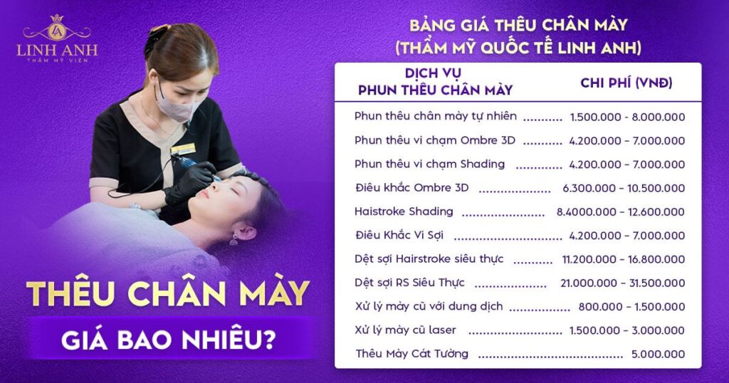 thêu chân mày giá bao nhiêu