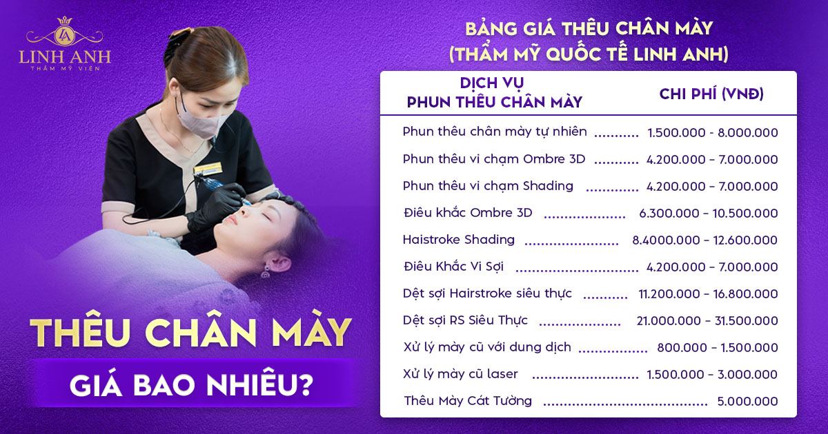 Thêu chân mày giá bao nhiêu tiền? Bảng giá mới nhất
