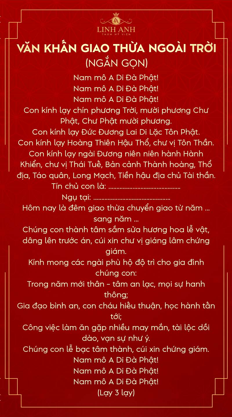 Văn khấn giao thừa ngoài trời ngắn gọn Văn khấn giao thừa ngoài trời ngắn gọn