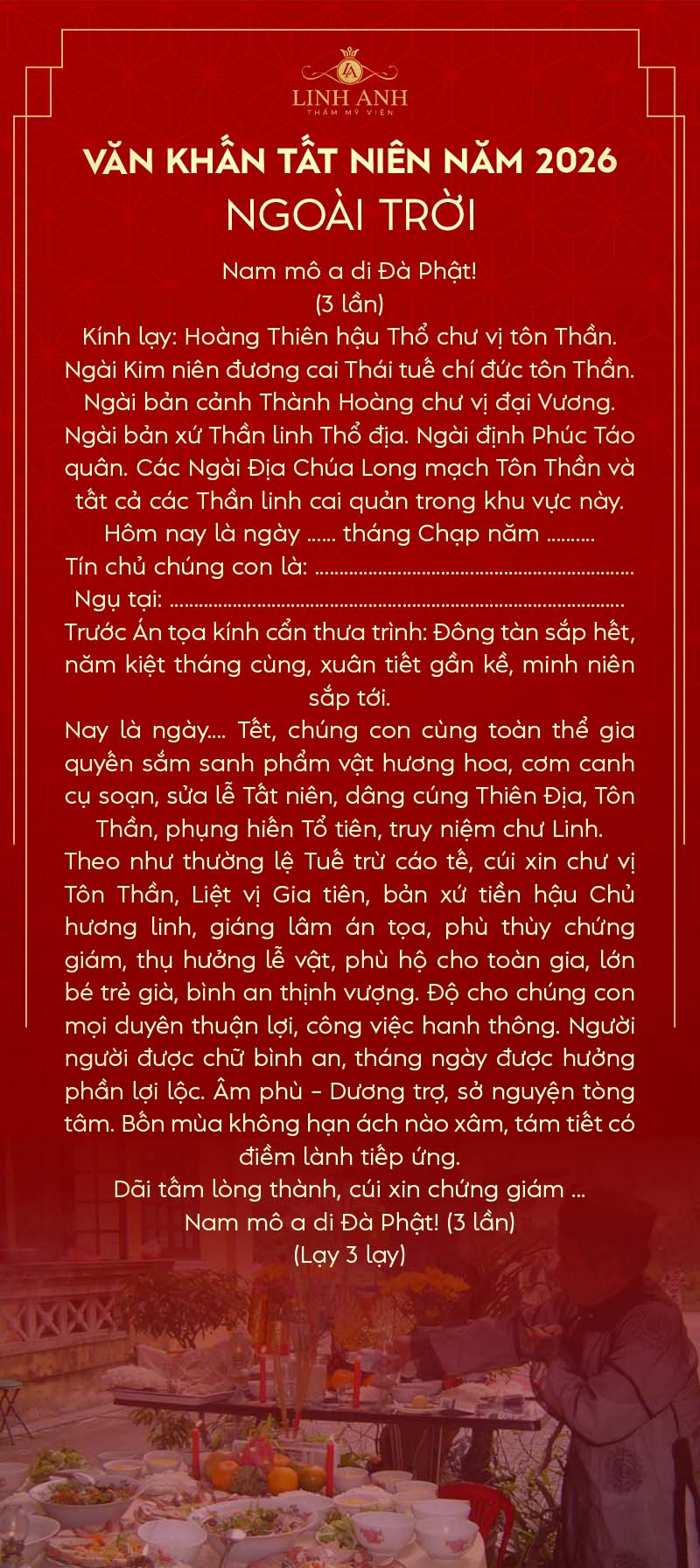 Văn khấn tất niên ngoài trời Văn khấn tất niên ngoài trời
