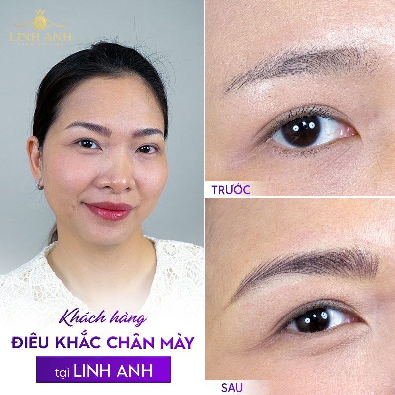 Khách hàng điêu khắc chân mày tại Linh Anh