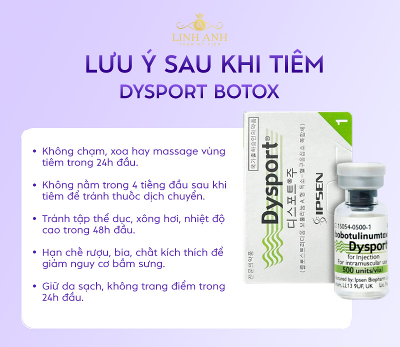 Lưu ý sau khi tiêm Dysport Botox
