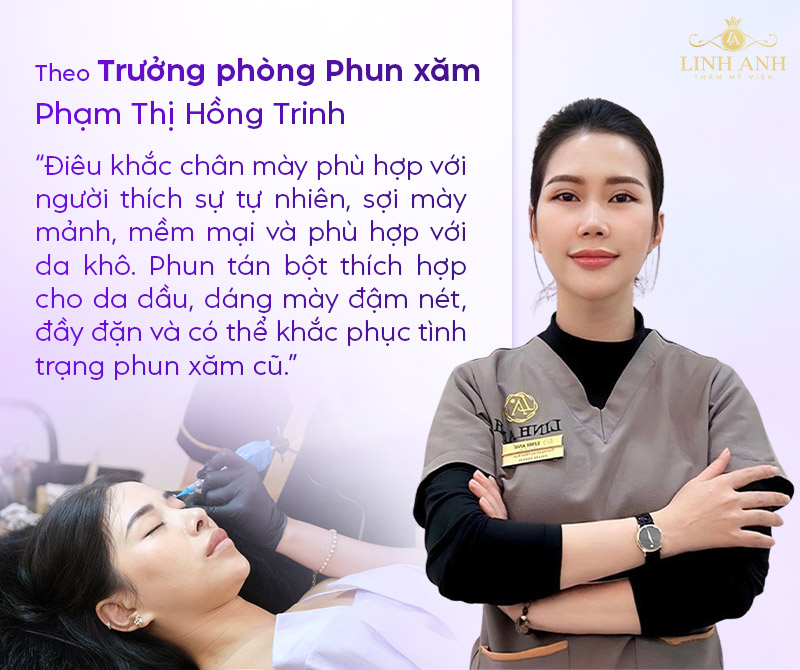 Phun tán bột hay điêu khắc lông mày đẹp hơn