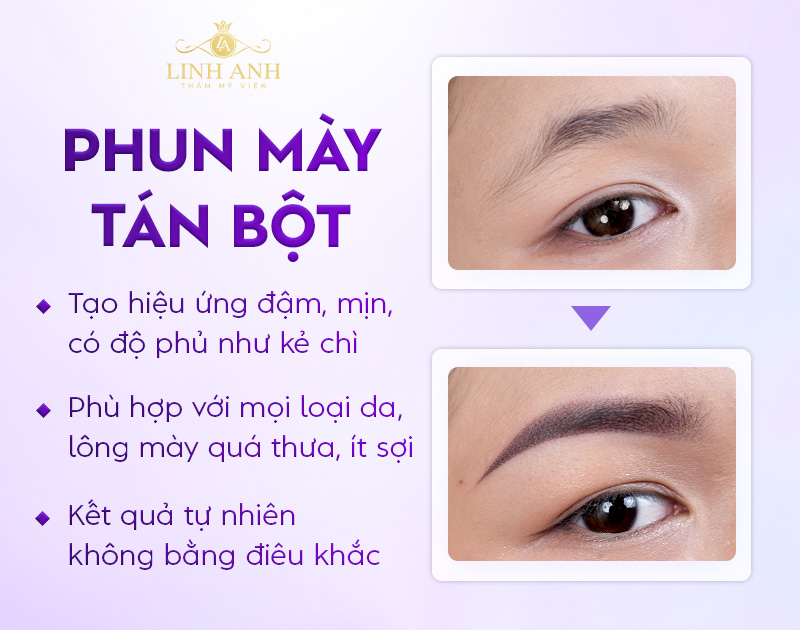 So sánh điêu khắc lông mày và phun tán bột