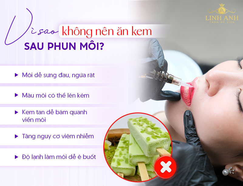 Phun môi ăn kem được không