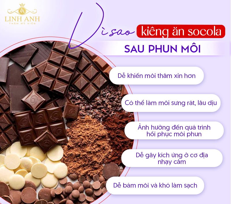 Phun môi ăn socola được không