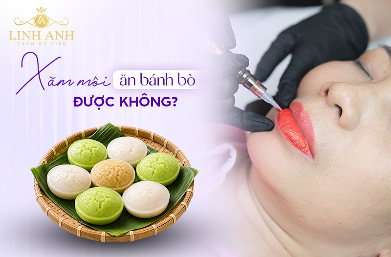 Phun môi ăn bánh bò được không