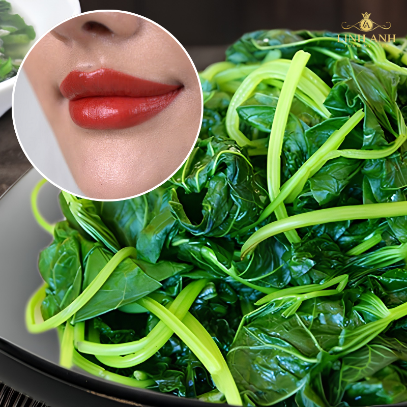 Ăn rau lang luộc sau khi môi phun ổn định