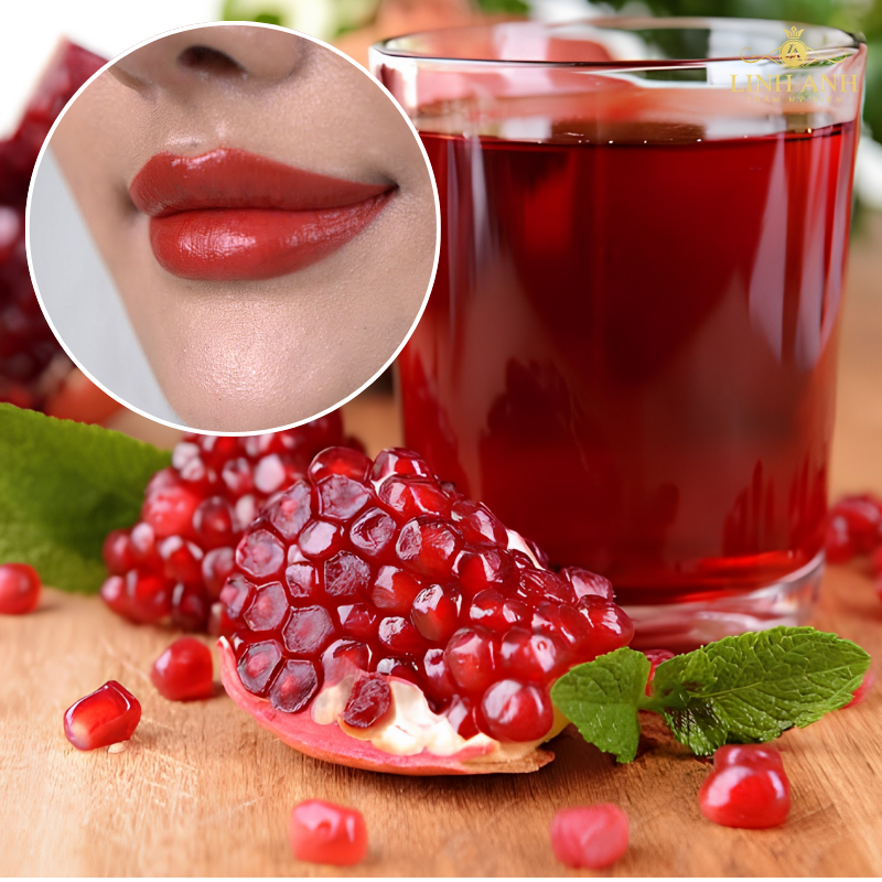 Uống nước ép lựu sau phun môi