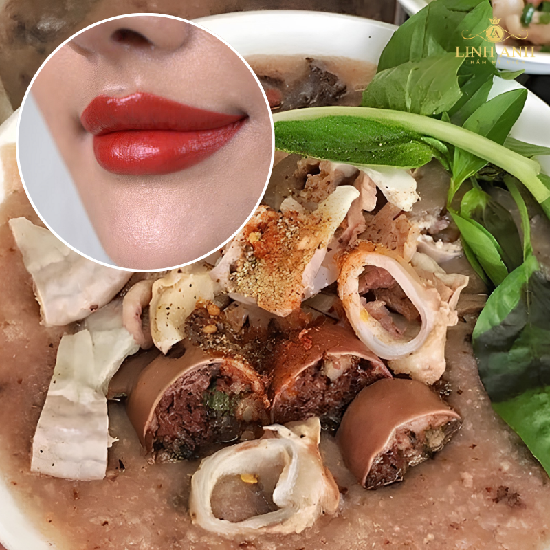 Kiêng ăn cháo lòng lòng lợn sau phun môi