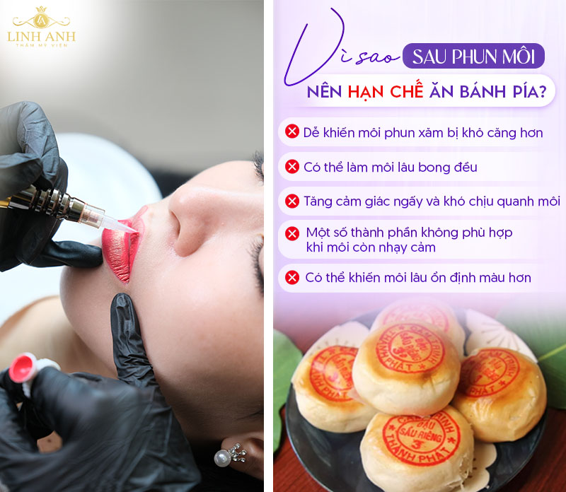 Phun môi ăn bánh pía được không