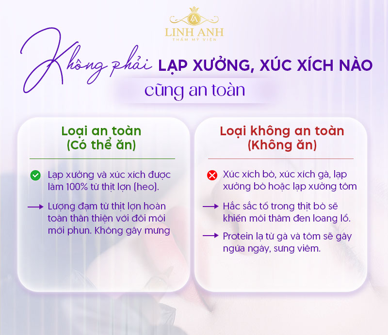 Xăm môi ăn lạp xưởng xúc xích được không