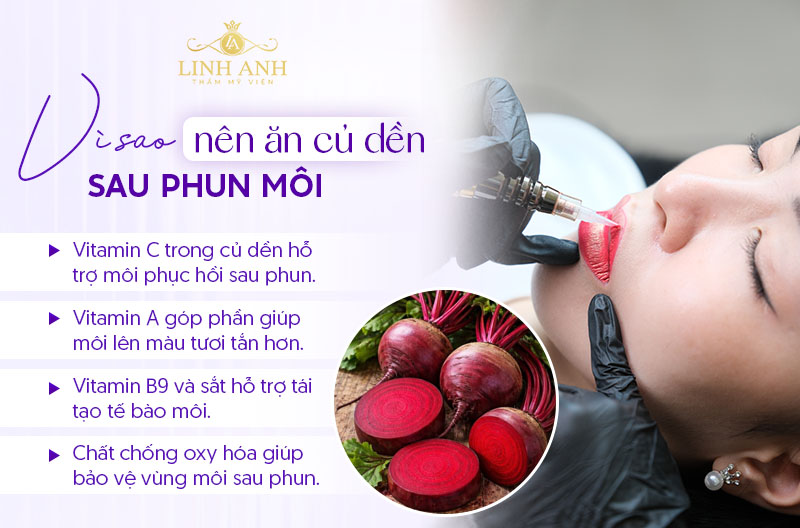 Ăn củ dền sau phun môi