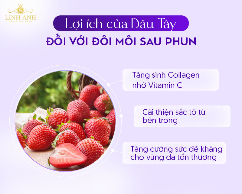 Dâu tây tốt cho môi phun xăm