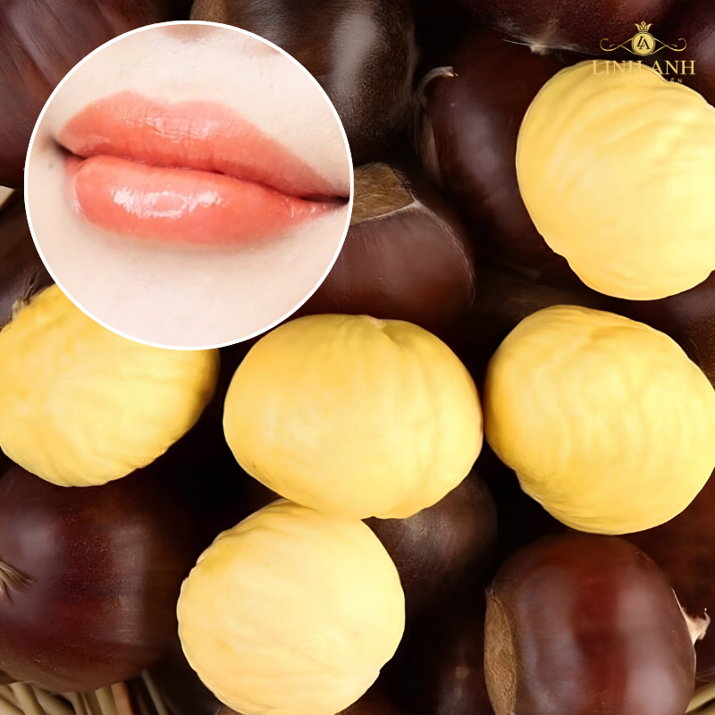 Sau phun môi ăn hạt dẻ bóc vỏ sạch