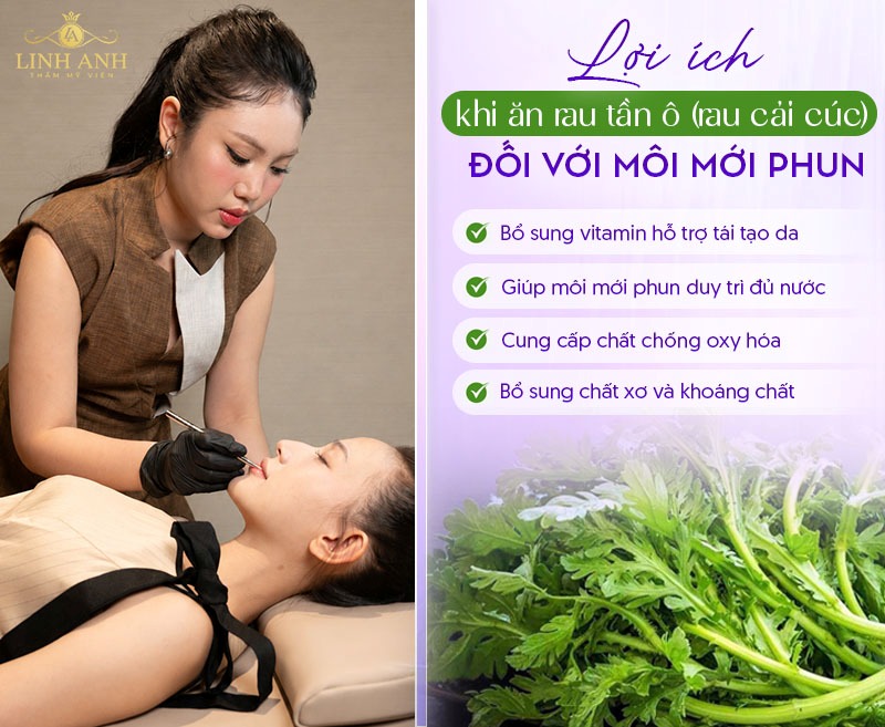 Xăm môi ăn rau tần ô được không