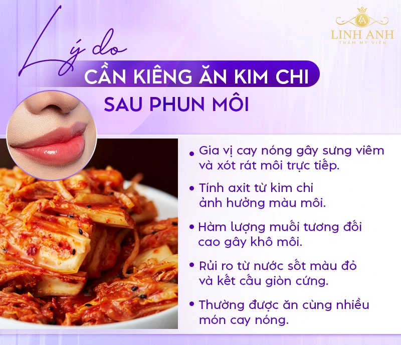 Phun môi ăn kim chi được không