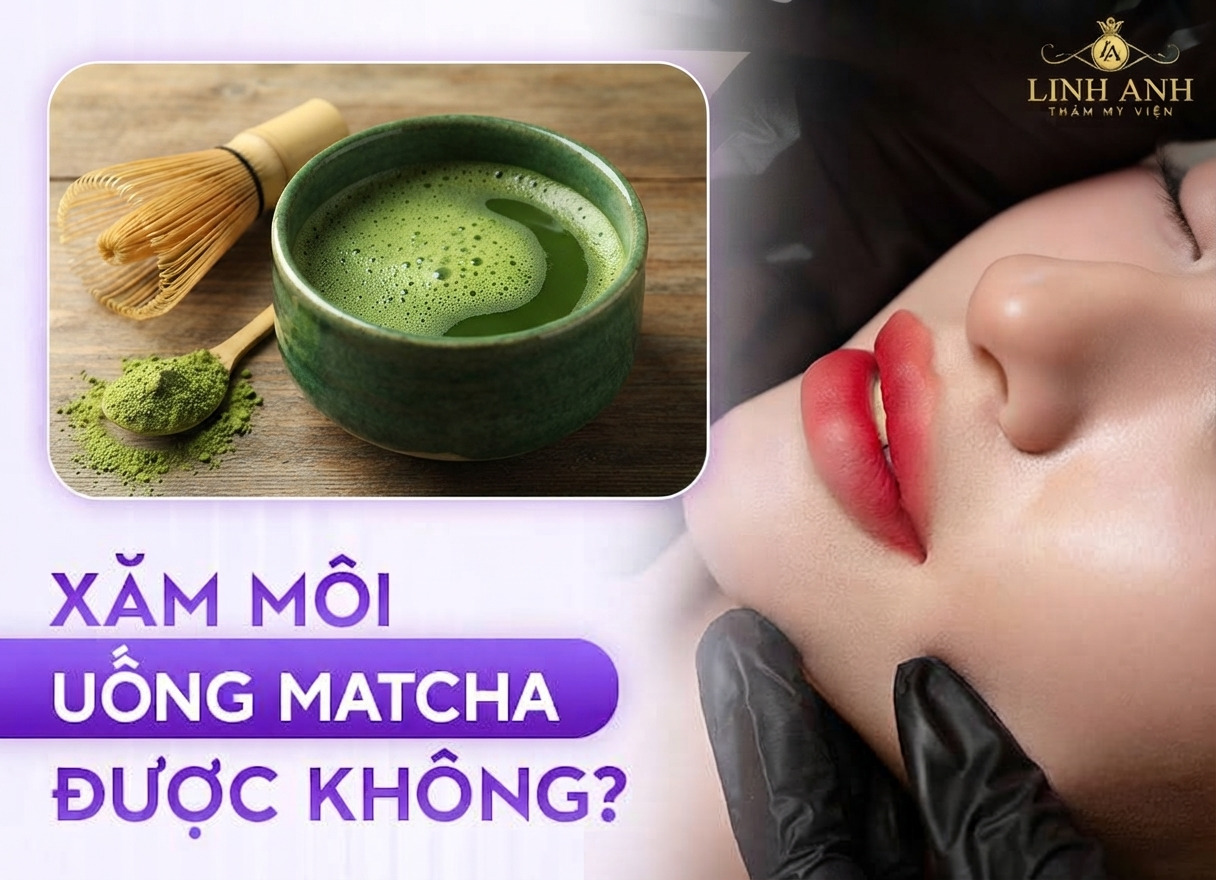 Phun môi uống matcha được không