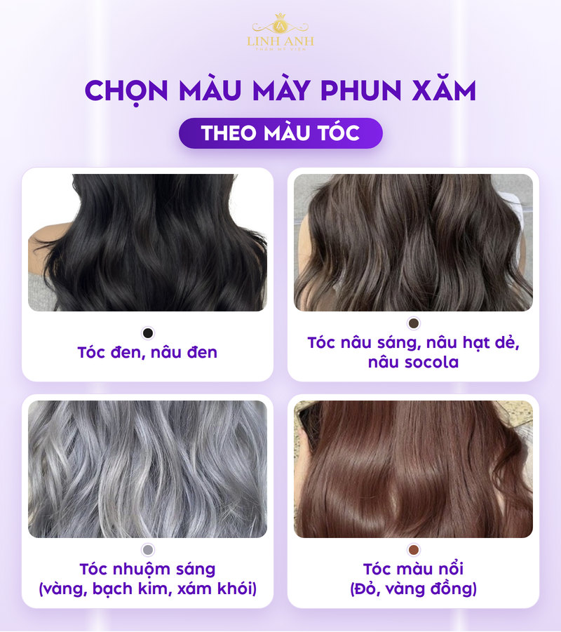 Chọn màu mày theo màu tóc và màu da PHÙ HỢP như thế nào? 16 Chọn màu mày phun xăm theo màu tóc